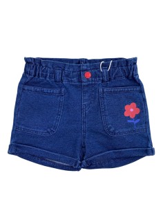 Shorts in denim con fiore...
